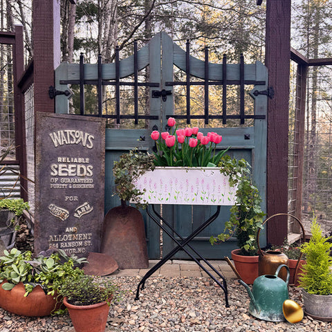 Outdoor Floral Oval Metal Plant Stand