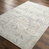 Marlene Damask Off White & Blue Area Rug