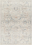 Marlene Damask Off White & Blue Area Rug