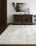 Marlene Damask Off White & Blue Area Rug