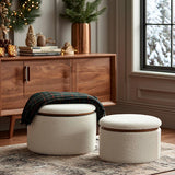 Stowaway Chic Boucle Ottomans, Set of Two