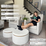 Stowaway Chic Boucle Ottomans, Set of Two