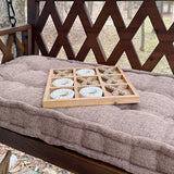 Brown Porch Swing with Cushion