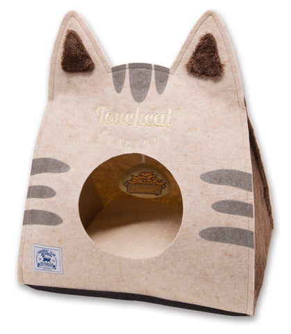 Touchcat ® 'Kitty Ears' Travel On-The-Go Folding Designer Fashion Pet Cat Bed House w/ Hanging Teaser Toy