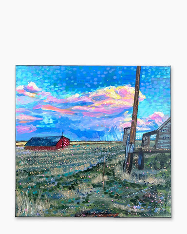 Twilight Sunset Farm - @ sptreuvyn ( Original Painting ) - Ocean Monroe