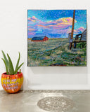Twilight Sunset Farm - @ sptreuvyn ( Original Painting ) - Ocean Monroe