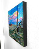 Twilight Sunset Farm - @ sptreuvyn ( Original Painting ) - Ocean Monroe