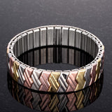 Tritone Zig-Zag Stainless Steel Stretch Bracelet