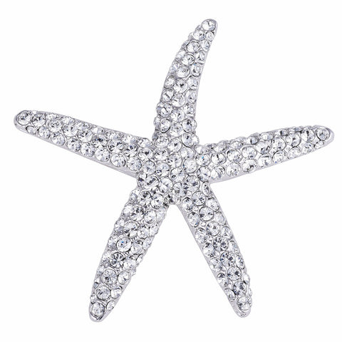 Silvertone Clear Crystal Starfish