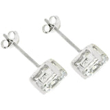 Clear Silver Round Stud Earrings