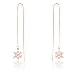 Noelle Rose Gold Stainless Steel Snowflake Threaded Drop Earrings