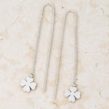 Patricia Rhodium Stainless Steel Clover Threaded Drop Earrings