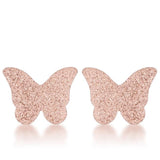 Jess Glittery Butterfly Rose Gold Stud Earrings