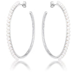 Inside Out .8Ct Cubic Zirconia and Pearl Hoops