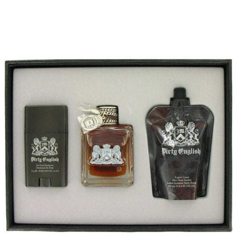 Dirty English By Juicy Couture Gift Set -- 3.4 Oz Eau De Toilette Spray + 4.2 Oz After Shave Soother + 2.6 Oz Deodorant Stick