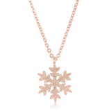 Jenna Rose Gold Stainless Steel Rose Gold Snowflake Necklace