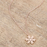 Jenna Rose Gold Stainless Steel Rose Gold Snowflake Necklace