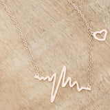 Hana Rose Gold Stainless Steel Delicate Heartbeat Necklace