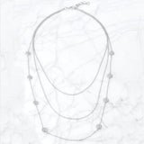 Carol 1.28ct CZ Rhodium Pave Disc Layered Station Necklace
