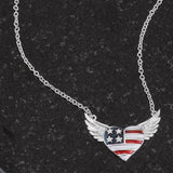 Patriotic Winged Heart Necklace