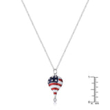 Patriotic Hot Air Balloon Rhodium Necklace