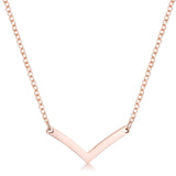 Stainless Steel Rose Goldtone Chevron Necklace