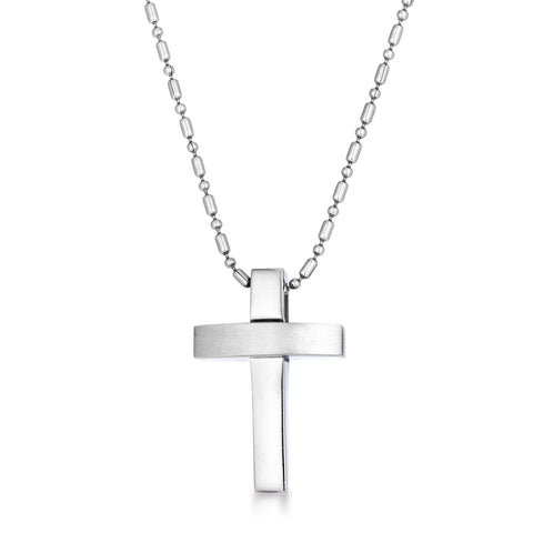 Contemporary Stainless Steel Cross Necklace