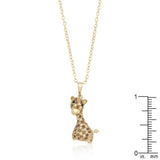 Golden Cubic Zirconia Giraffe Pendant Necklace