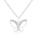 Dainty Butterfly Cubic Zirconia Pendant Necklace