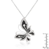 Black and White Large Cubic Zirconia Butterfly Pendant