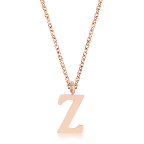 Elaina Rose Gold Stainless Steel Z Initial Necklace - Ocean Monroe