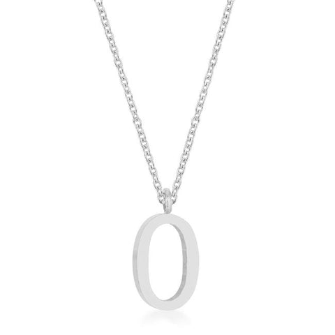 Elaina Rhodium Stainless Steel O Initial Necklace - Ocean Monroe