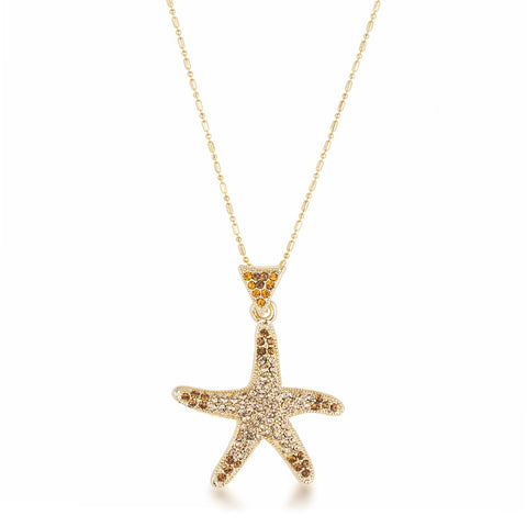 Gold Plated Golden Ombre Crystal Starfish Pendant