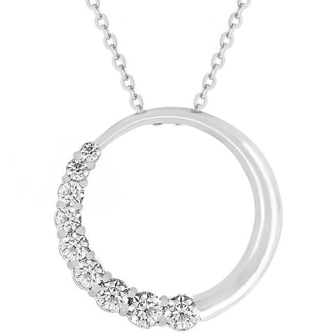 Graduated Cubic Zirconia Circle Pendant - Ocean Monroe