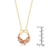 Goldtone Holiday Wreath Champagne Crystal Pendant