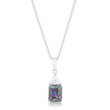 Classic Mystic Cubic Zirconia Sterling Silver Drop Necklace - Ocean Monroe