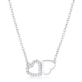 Sweet and Romantic Rhodium Melded CZ Hearts Necklace - Ocean Monroe