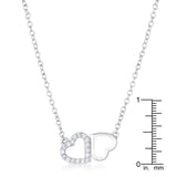 Sweet and Romantic Rhodium Melded CZ Hearts Necklace - Ocean Monroe