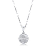 Lovely Rhodium Necklace with CZ Disk Pendant
