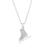 Delicate .4Ct Rhodium Plated Ice Skate Pendant - Ocean Monroe