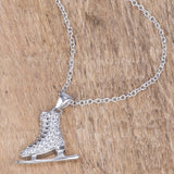 Delicate .4Ct Rhodium Plated Ice Skate Pendant - Ocean Monroe