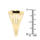 Goldtone Onyx Masonic Ring with CZ Accents