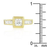 Simple Golden Square Bezel Cubic Zirconia Ring