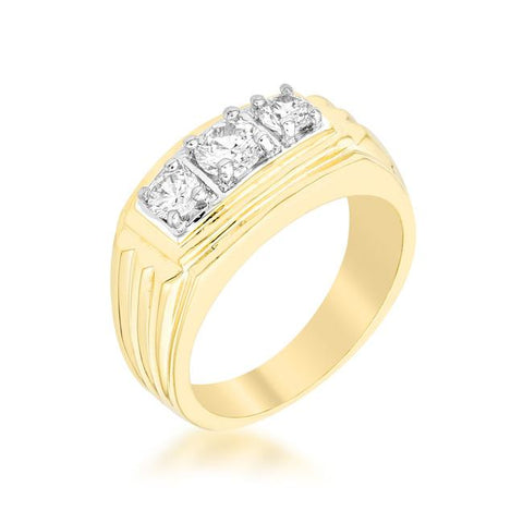 Golden Triplet Cubic Zirconia Ring - Ocean Monroe