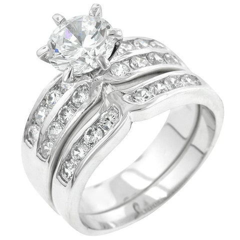 Formal Rhodium Plated Engagement Set - Ocean Monroe
