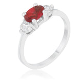 Miranna 1.2ct Garnet CZ Rhodium Classic Oval Ring - Ocean Monroe