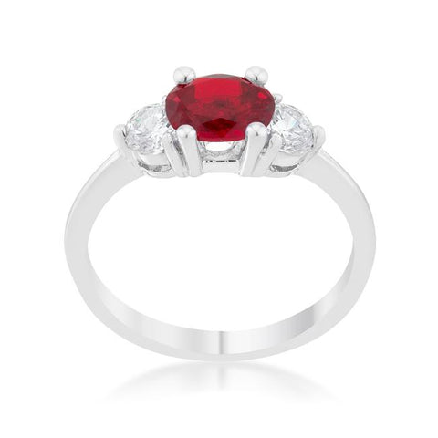 Miranna 1.2ct Garnet CZ Rhodium Classic Oval Ring - Ocean Monroe