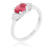 Miranna 1.2ct Fuchsia CZ Rhodium Classic Oval Ring - Ocean Monroe
