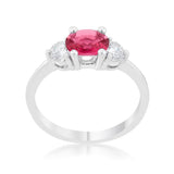 Miranna 1.2ct Fuchsia CZ Rhodium Classic Oval Ring - Ocean Monroe