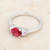 Miranna 1.2ct Fuchsia CZ Rhodium Classic Oval Ring - Ocean Monroe